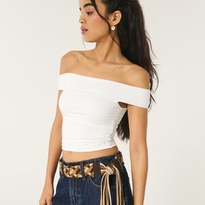 Hollister Ruched Off-Shoulder White Top